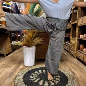 Yoga and Festival Pants – Thai Fisherman Mandala Mantra on Grey | www.artisan-gifts.co.uk 1