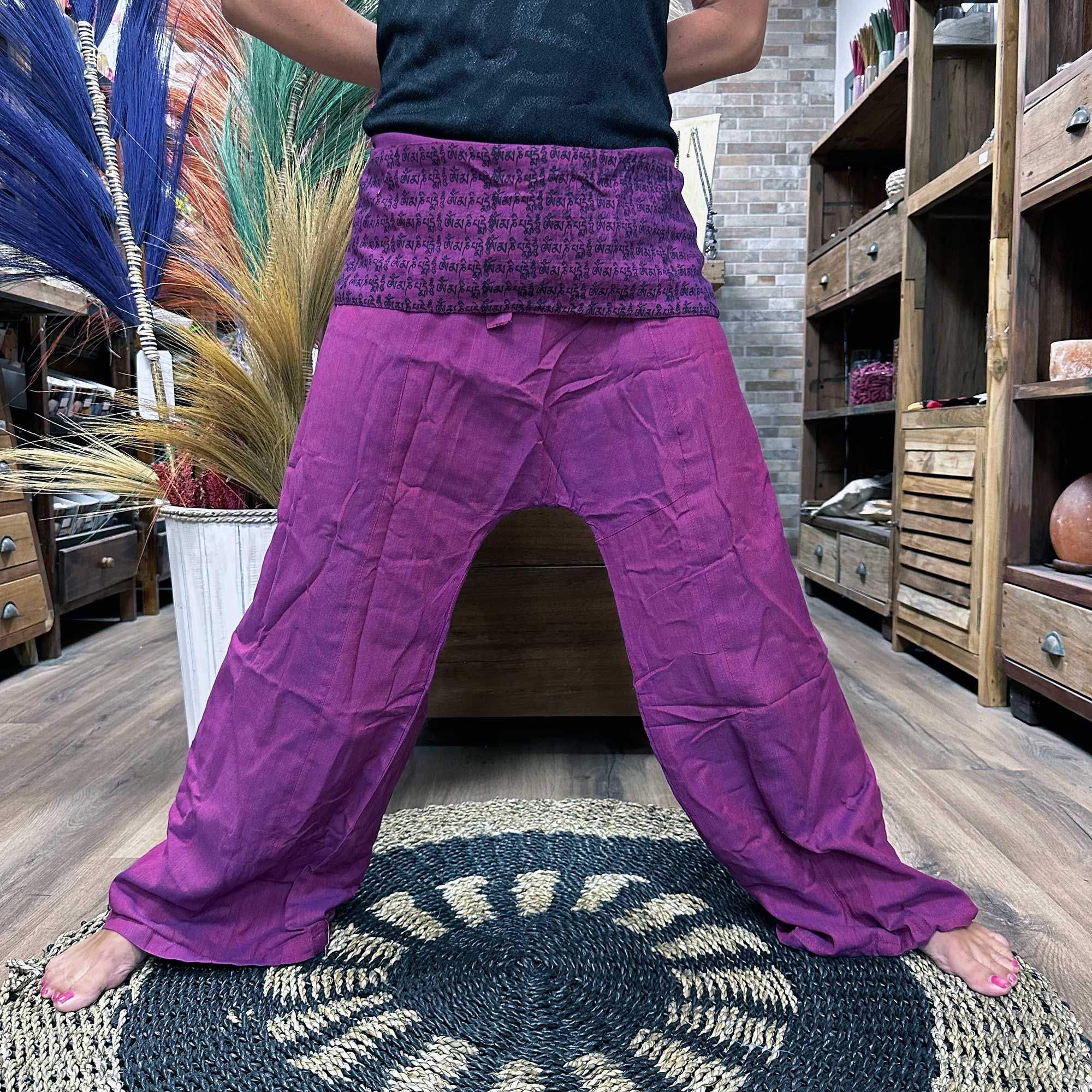 Yoga and Festival Pants – Thai Fisherman Mandala Mantra on Purple | www.artisan-gifts.co.uk 3 Yoga and Festival Pants – Thai Fisherman Mandala Mantra on Purple | www.artisan-gifts.co.uk 2