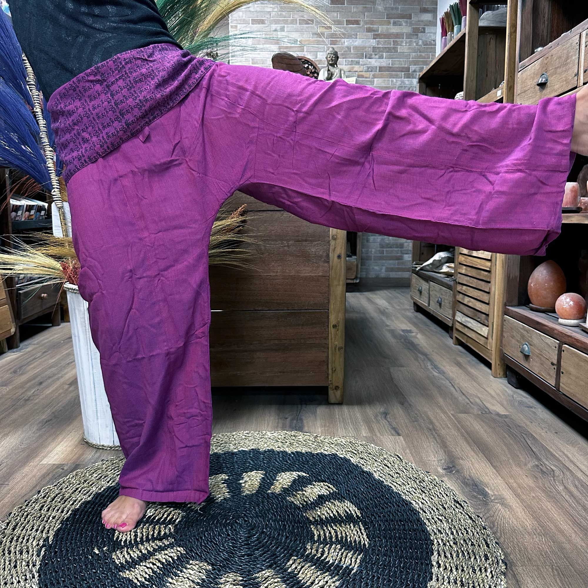 Yoga and Festival Pants – Thai Fisherman Mandala Mantra on Purple | www.artisan-gifts.co.uk 2 Yoga and Festival Pants – Thai Fisherman Mandala Mantra on Purple | www.artisan-gifts.co.uk 1