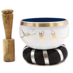 Yoga Moves Singing Bowl Set- White/Blue 10.7cm | www.artisan-gifts.co.uk 1
