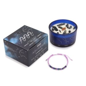 Zodiac Crystal Candle with Gemstone Bracelet – Aquarious | www.artisan-gifts.co.uk 1