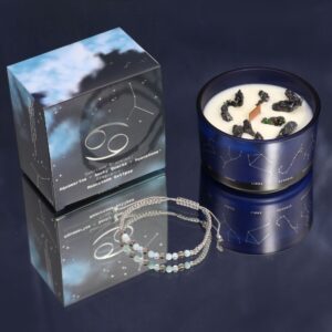 Zodiac Crystal Candle with Gemstone Bracelet – Cancer | www.artisan-gifts.co.uk 1