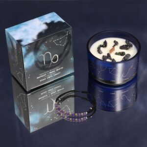 Zodiac Crystal Candle with Gemstone Bracelet – Capricorn | www.artisan-gifts.co.uk 1