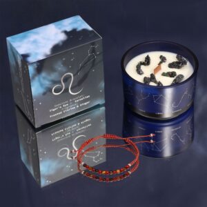 Zodiac Crystal Candle with Gemstone Bracelet – Leo | www.artisan-gifts.co.uk 1