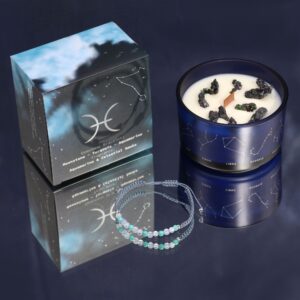 Zodiac Crystal Candle with Gemstone Bracelet – Pisces | www.artisan-gifts.co.uk 1