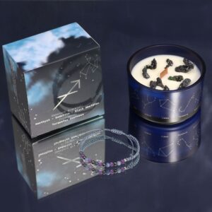 Zodiac Crystal Candle with Gemstone Bracelet – Sagittarius | www.artisan-gifts.co.uk 1