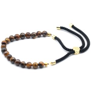 18K Gold Plated Gemstone Black String Bracelet – Tiger Eye | www.artisan-gifts.co.uk 1