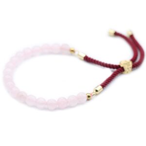 18K Gold Plated Gemstone Bordeaux String Bracelet – Rose Quartz | www.artisan-gifts.co.uk 1