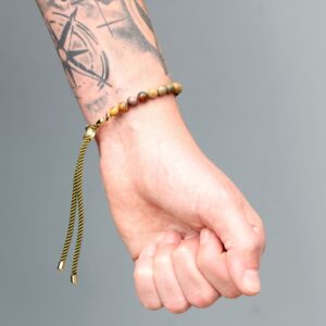 18K Gold Plated Gemstone Moss String Bracelet –  Picasso Jasper | www.artisan-gifts.co.uk 1
