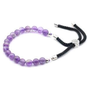 925 Silver Plated Gemstone Black String Bracelet – Amethyst | www.artisan-gifts.co.uk 1