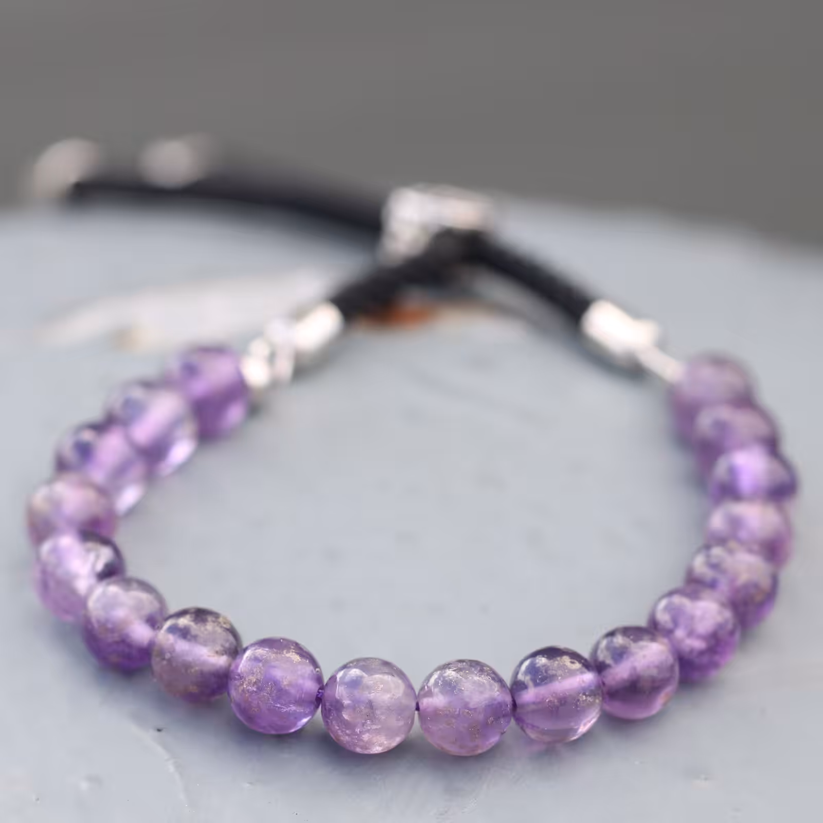 925 Silver Plated Gemstone Black String Bracelet – Amethyst | www.artisan-gifts.co.uk 4 925 Silver Plated Gemstone Black String Bracelet – Amethyst | www.artisan-gifts.co.uk 3
