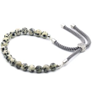 925 Silver Plated Gemstone Charcoal String Bracelet – Dalmatian Jasper | www.artisan-gifts.co.uk 1