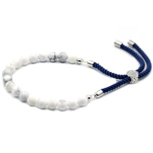 925 Silver Plated Gemstone Navy String Bracelet – White Howlite | www.artisan-gifts.co.uk 1