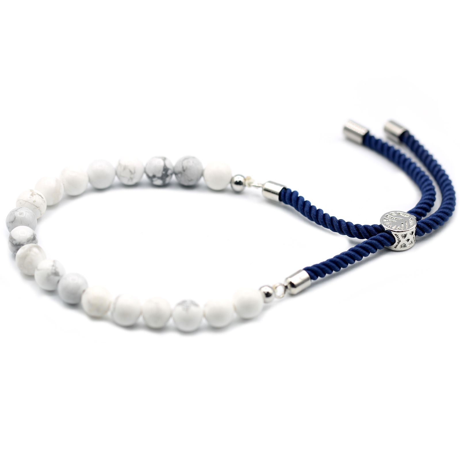 925 Silver Plated Gemstone Navy String Bracelet – White Howlite | www.artisan-gifts.co.uk 2 925 Silver Plated Gemstone Navy String Bracelet – White Howlite | www.artisan-gifts.co.uk 1