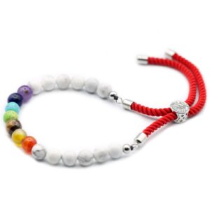 925 Silver Plated Gemstone Royal Red String Bracelet – White Howlite Chakra | www.artisan-gifts.co.uk 1