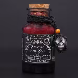 Ancient Witch Bath Spell Potion & Amethyst Crystal Amulet – Seduction | www.artisan-gifts.co.uk 1