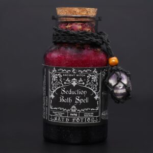 Ancient Witch Bath Spell Potion & Amethyst Crystal Amulet – Seduction | www.artisan-gifts.co.uk 1