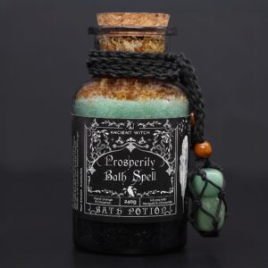 Ancient Witch Bath Spell Potion & Aventurine Crystal Amulet – Prosperity | www.artisan-gifts.co.uk 1