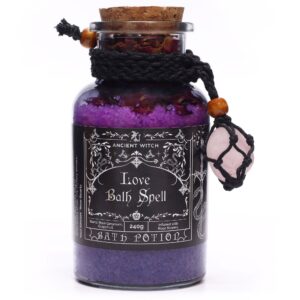 Ancient Witch Bath Spell Potion & Rose Quartz Crystal Amulet – Love | www.artisan-gifts.co.uk 1