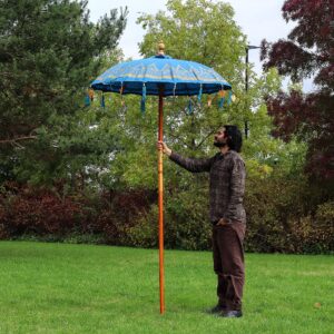 Bali Patio Parasol – Cotton – Turquoise Decor – 1.5m | www.artisan-gifts.co.uk 1