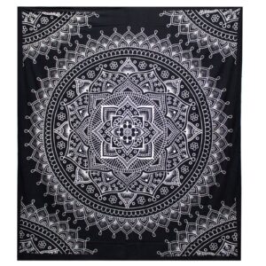 B&W Double Cotton Bedspread + Wall Hanging – Lotus Flower | www.artisan-gifts.co.uk