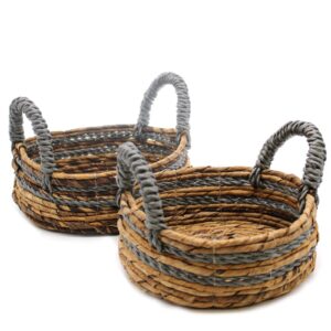 Banana Leaf & Abu-abu Raffia Basket- Set of 2 | www.artisan-gifts.co.uk 1
