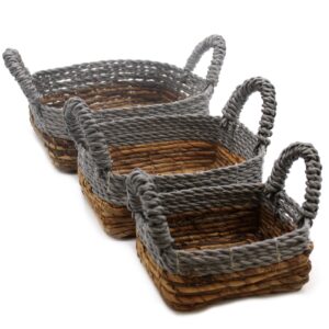 Banana Leaf & Abu-Abu Raffia Square Basket- Set of 3 | www.artisan-gifts.co.uk 1