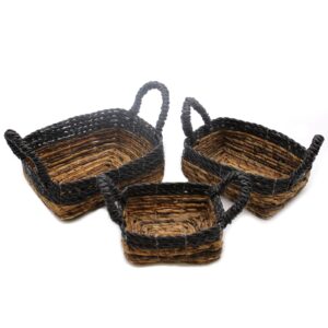 Banana Leaf & Hitam Raffia Square Basket- Set of 3 | www.artisan-gifts.co.uk 1