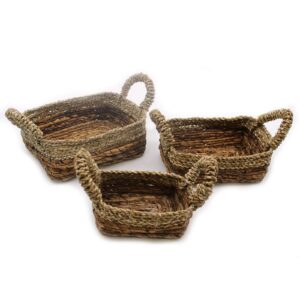 Banana Leaf & Seagrass Square Basket- Set of 3 | www.artisan-gifts.co.uk 1