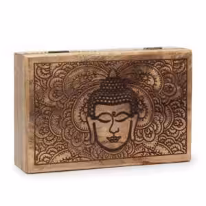 Big Rectangle Box 21.5x14x6.3cm – Buddha Face Black Engraved | www.artisan-gifts.co.uk 1