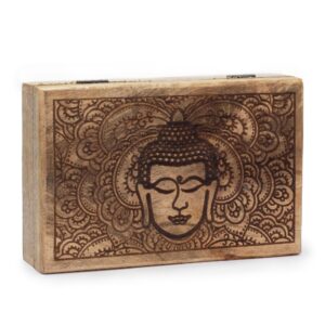 Big Rectangle Box 21.5x14x6.3cm – Buddha Face Black Engraved | www.artisan-gifts.co.uk 1