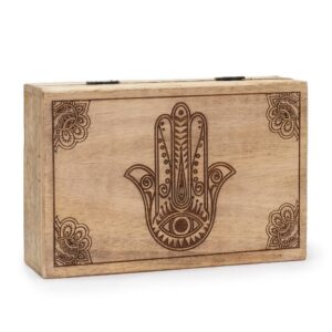Big Rectangle Box 21.5x14x6.3cm – Hamsa Black Engraved | www.artisan-gifts.co.uk 1
