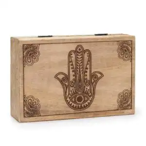 Big Rectangle Box 21.5x14x6.3cm – Hamsa Black Engraved | www.artisan-gifts.co.uk 1