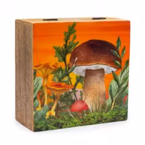 Big Square Box 15×17.5x8cm – Mushroom Design Maroon | www.artisan-gifts.co.uk 1
