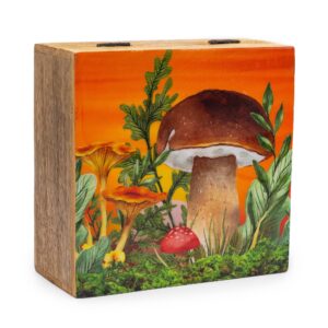 Big Square Box 15×17.5x8cm – Mushroom Design Maroon | www.artisan-gifts.co.uk 1