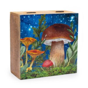 Big Square Box 15×17.5x8cm – Mushroom Design Teal | www.artisan-gifts.co.uk 1