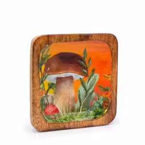Big Square Trinket Tray 15x15x2.5cm – Mushroom Design Maroon | www.artisan-gifts.co.uk 1