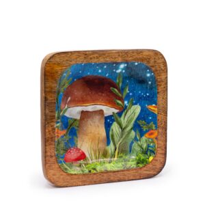 Big Square Trinket Tray 15x15x2.5cm – Mushroom Design Teal | www.artisan-gifts.co.uk 1