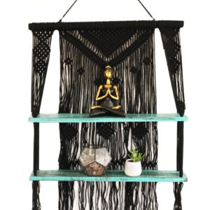 Black Macrame Hanging Shelves – Turquoise | www.artisan-gifts.co.uk 1