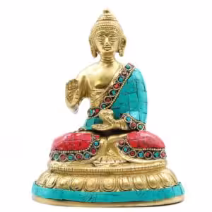 Brass Buddha Figure – Blessing – 15cm | www.artisan-gifts.co.uk 1