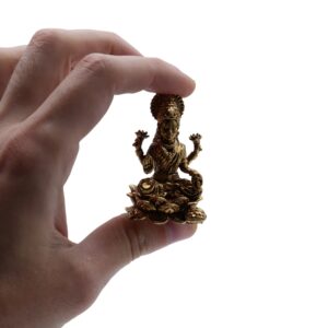 Brass Miniature Gods – Laxmi (52gms)  – 49mm | www.artisan-gifts.co.uk 1