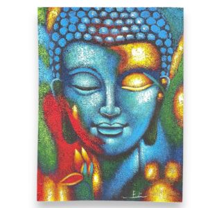 Buddha Painting – Blue & Gold Flower 75x55cm | www.artisan-gifts.co.uk 1