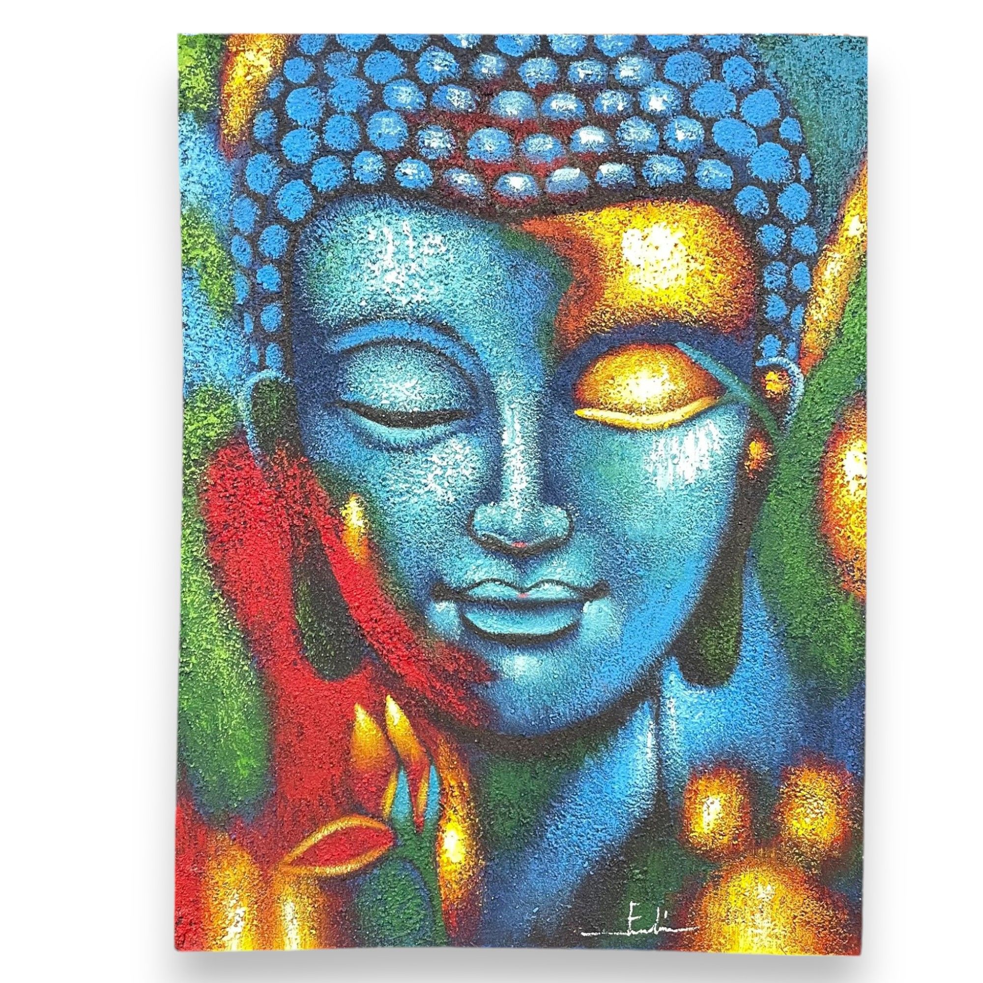 Buddha Painting – Blue & Gold Flower 75x55cm | www.artisan-gifts.co.uk 2 Buddha Painting – Blue & Gold Flower 75x55cm | www.artisan-gifts.co.uk 1