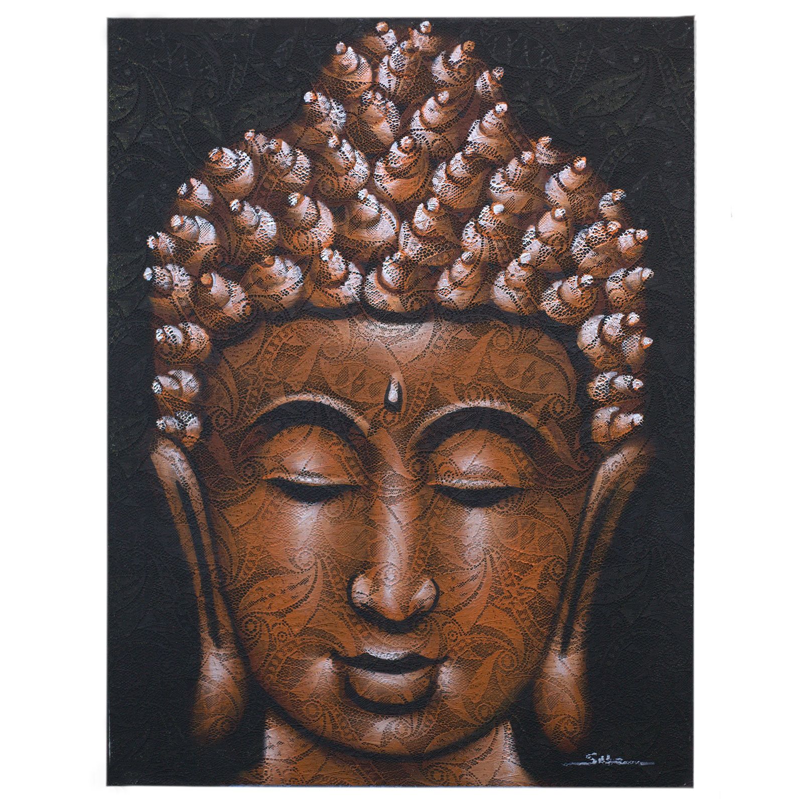 Buddha Painting – Copper Brocade Detail | www.artisan-gifts.co.uk 2 Buddha Painting – Copper Brocade Detail | www.artisan-gifts.co.uk 1