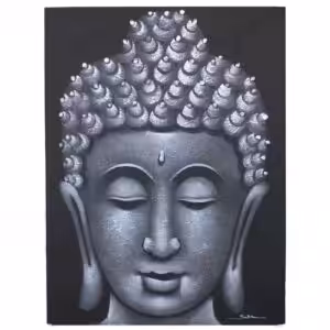 Buddha Painting – Grey Brocade Detail | www.artisan-gifts.co.uk 1