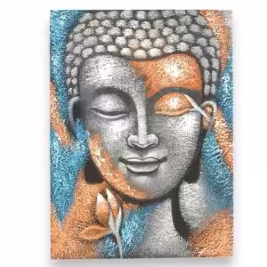 Buddha Painting – Silver & Rose Gold Flower 75x55cm | www.artisan-gifts.co.uk 1
