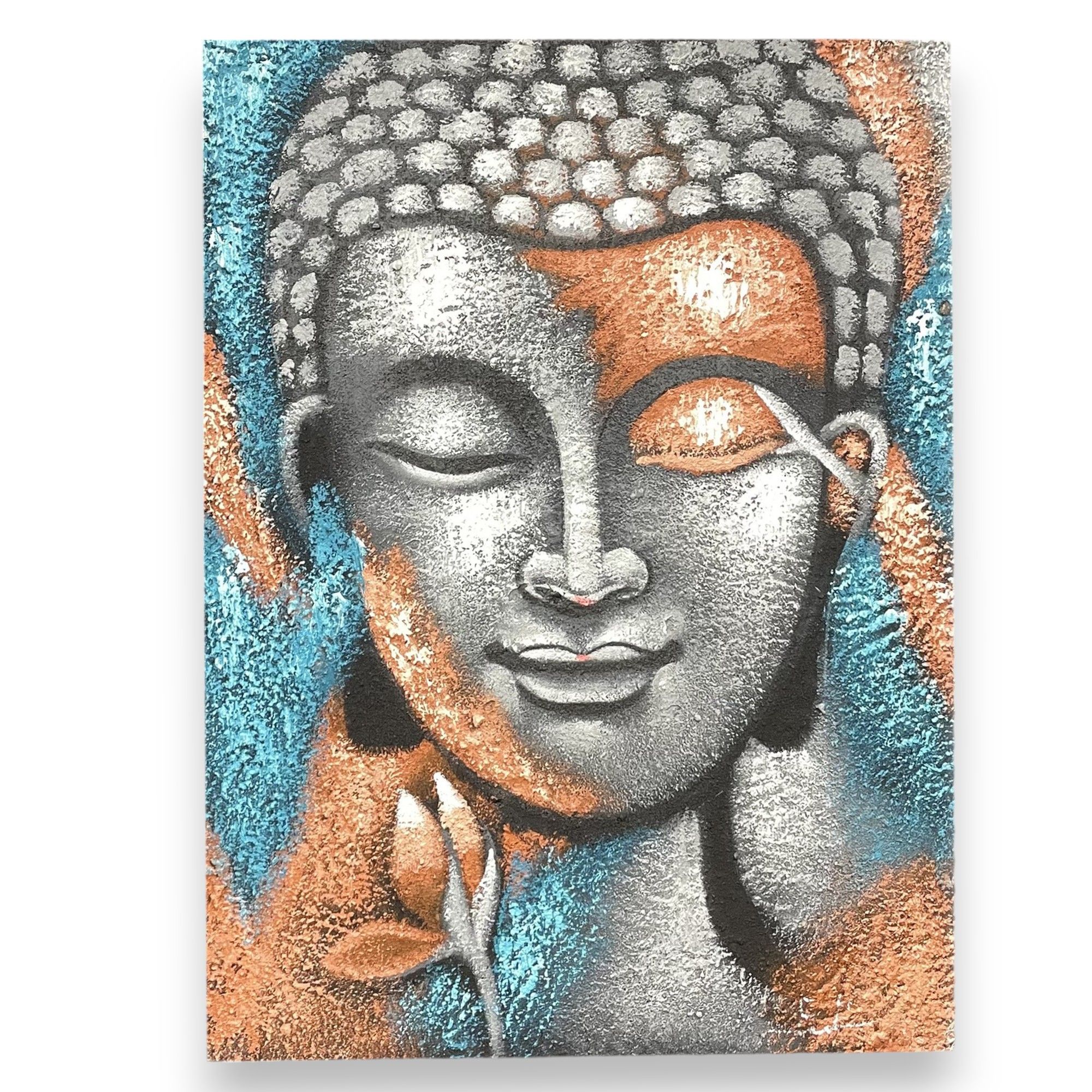 Buddha Painting – Silver & Rose Gold Flower 75x55cm | www.artisan-gifts.co.uk 2 Buddha Painting – Silver & Rose Gold Flower 75x55cm | www.artisan-gifts.co.uk 1