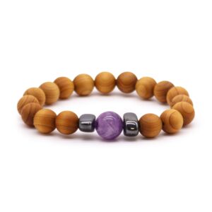 Cedarwood Third Eye Chakra Bangle with Amethyst | www.artisan-gifts.co.uk 1