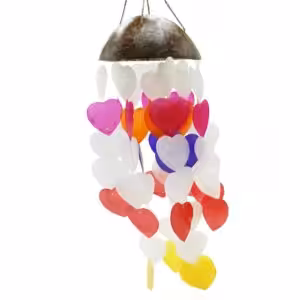 Coconut & Capiz Windchimes – Big Hearts – 40cm | www.artisan-gifts.co.uk 1