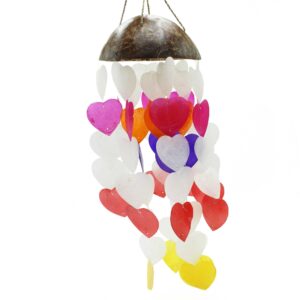 Coconut & Capiz Windchimes – Big Hearts – 40cm | www.artisan-gifts.co.uk 1